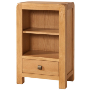 HisaOak Low Bookcase With 1 Drawer | Fully Assembled