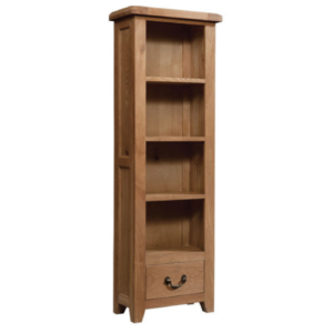 NyokoWaxed Oak Tall Narrow Bookcase | Fully Assembled