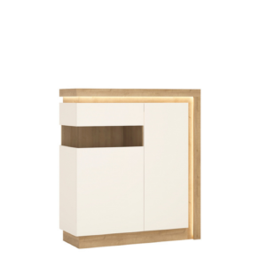 EdenWhite 2 Door Designer Left Hand Cabinet (Including LED Lighting) | Self Assembly