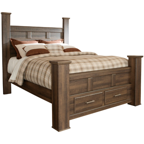 MeridaDark Brown Queen Storage Poster Bed - MéridaDark Brown Queen Storage Poster Bed